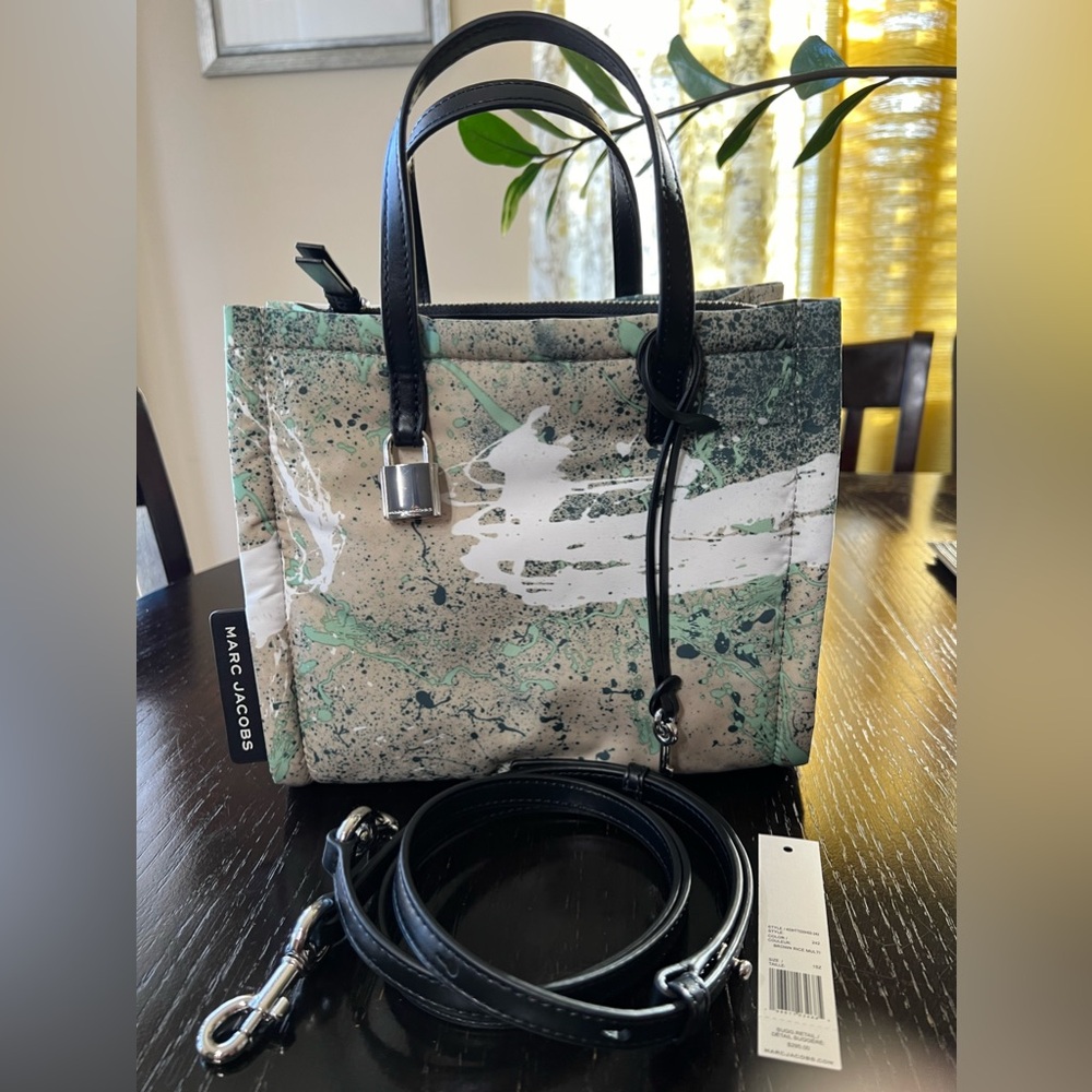 New Marc Jacobs Multi Splatter Paint Print Nylon Crossbody- Handbag- Tote Bag